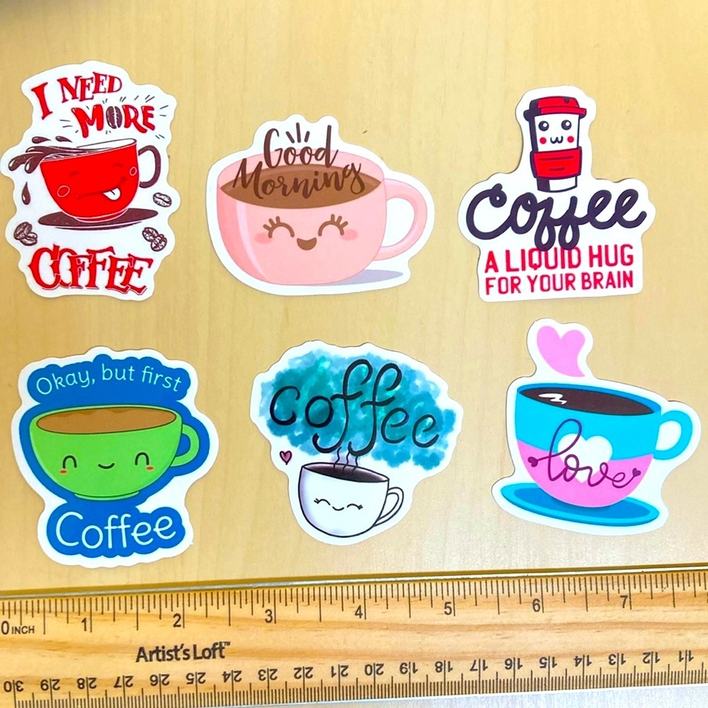 10/$10 or $1 BUNDLE: 6 Notes for Coffee Stickers WATERPROOF! ☕️ ❣️ 📝‎